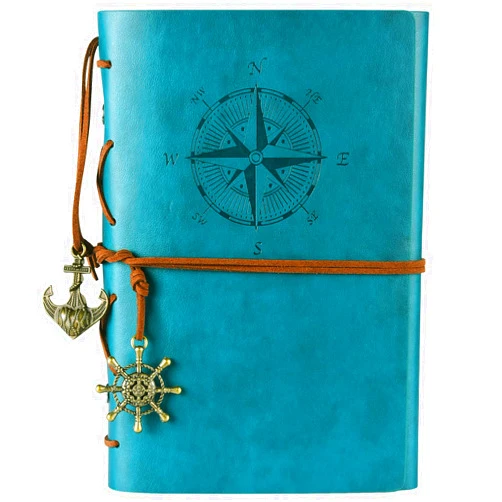 MALEDEN Leather Writing Journal Notebook, Classic Spiral Bound Notebook Refillable Diary Sketchbook Gifts with Unlined Travel Journals to Write in for Girls and Boys (Sky Blue)
