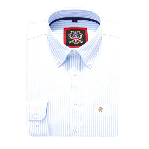 JANEO BRITISH APPAREL Nos Tibi Serviat UK Co Mens Long Sleeve Stripe Oxford Shirt.Buy Single or with a Matching Plain Colour,2 Pack Pair.The Kensington Button Down Collar