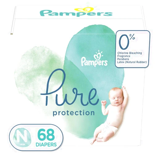Pampers Pure Protection Disposable Baby Diapers, Hypoallergenic and Unscented, 68 Count, For Newborns up to 10 Pounds