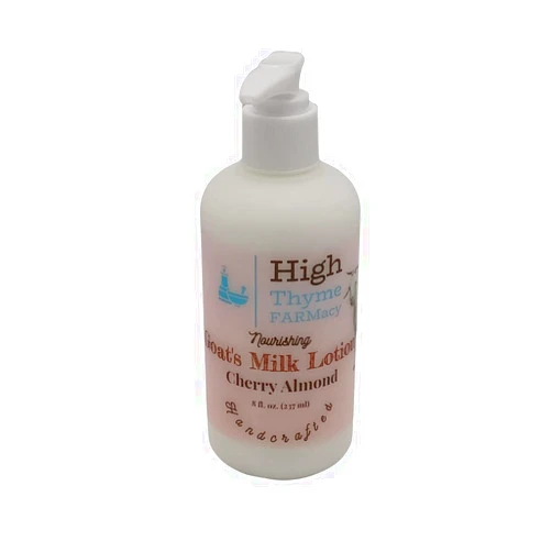 High Thyme FARMacy Cherry Almond Goat Milk Lotion - Roasted Almonds & Wild Cherry Lotion - Hand and Body Lotion - Goats Milk Natural Body Lotion for Sensitive Skin - Cherry Almond Lotion - Women & Men's Lotion