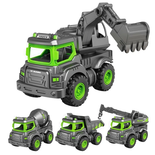 Olbyefly Alloy Construction Toys for 1 2 3 4 5 Year Old Boys Kids Toddlers Girls, Sandbox Toys, Excavator Toys Construction Truck Toys Vehicles Dump Crane Cement Mixer Truck, Christmas Birthday Gifts