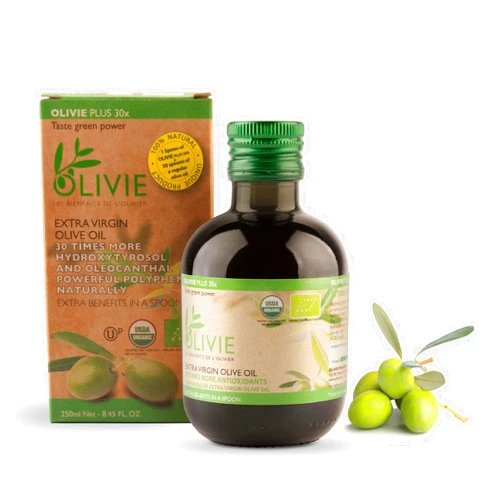 OLIVIE LES BIENFAITS DE L'OLIVIER Organic High Polyphenol Rich Extra Virgin Olive Oil OLIVIE PLUS 30X | Moroccan Desert Olive Oil | EVOO | MD Recommended | Organic, Kosher | 250 ml Glass Bottle