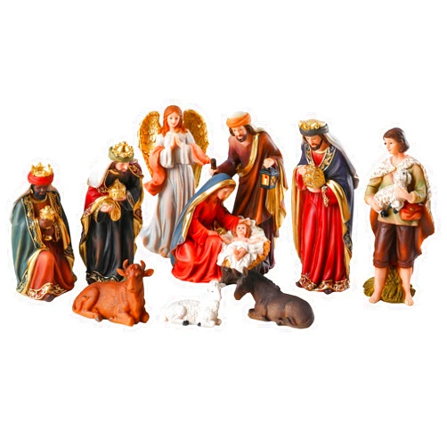 Yinns Nativity Sets, 8 Inch Christmas Nativity Scene Indoor, 11 Piece Resin Nativity Figurine for Christmas Tabletop Religious Xmas Home Decorations