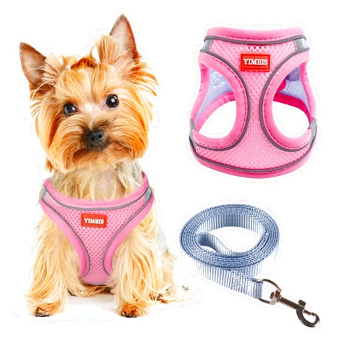 YIMEIS Dog Harness for Small Dogs, Small Dog Harness and Leash Set, Honeycomb Grid, Reflective Lightweight Harness & Anti-Twist Pet Lead,Dog Harness(Multi Color, Size: XS-S-M) (S, PowderBlue)
