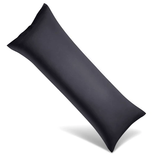 WISHSMILE Body Cooling Pillowcase Long Pillow Case Breathable Cool Silky Soft Rayon Derived from Bamboo Fabric,Hair and Skin Friendly,Black,1 Pack,20x54IN