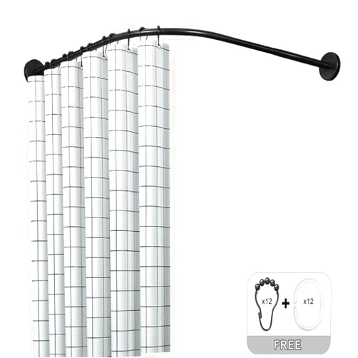 Huamingchuang Stretchable 304 Stainless L Shaped Bathroom Bathtub Corner Shower Curtain Rod Rack Drill Free Install, Bathroom, Clothing Store, Private Space Wall (29.52