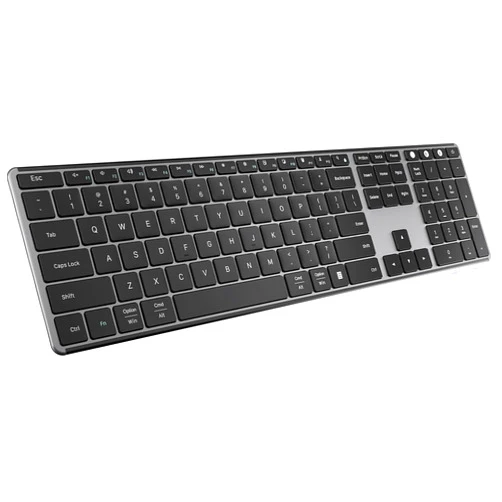 AUSDOM 2.4G Wireless Bluetooth Keyboard Full Size, Quiet Slim Multi-Device Rechargeable Cordless QWERTY Keyboard with Number Pad, Low Profile Silent Flat Universal Keyboards for Computer/Mac/Windows