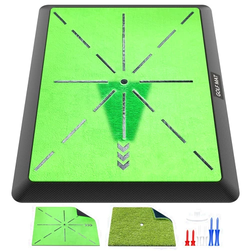 Jspotib Golf Mat Artificial Turf | Golf Mats Practice Indoor & Outdoor | Golf Training/Hitting/Chipping Mat for Swing Path Feedback | Golf Gifts for Men 3 Replaceable Golf Mat 16
