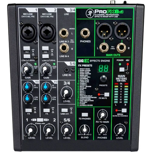 Mackie ProFX6v3 6-channel Mixer with USB and Effects