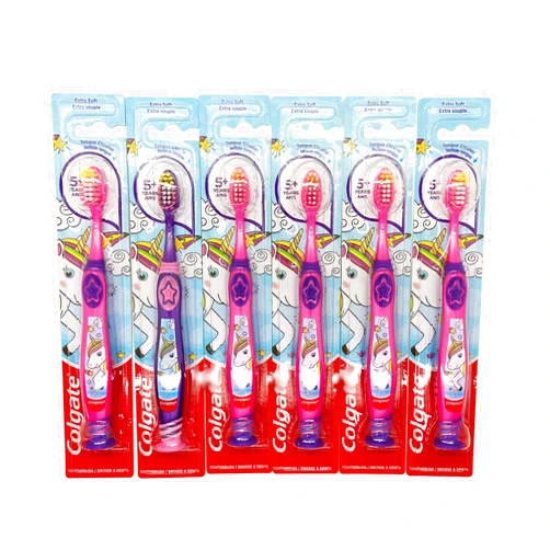 Colgate Kids Unicorn Toothbrush, Extra Soft for Children 5+ Years Old - Pack of 6