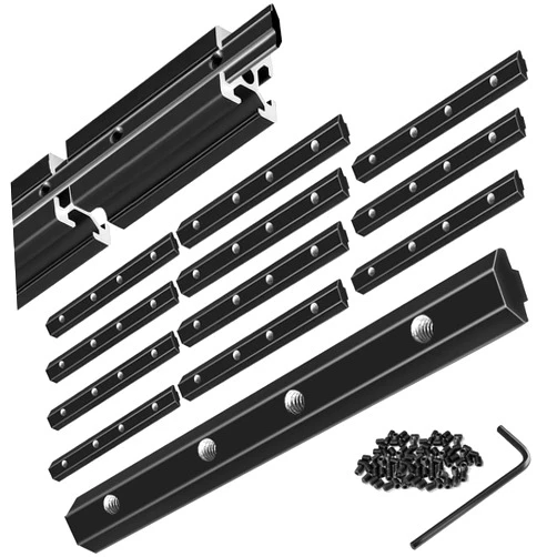 SeekLiny 12pcs 2020 Straight Connector Corner Bracket Joint Plate 2020 Hardware T-Slotted Accessories V-Slot with Screws for 8020 Aluminum Profile 3D Printer Accessories Black
