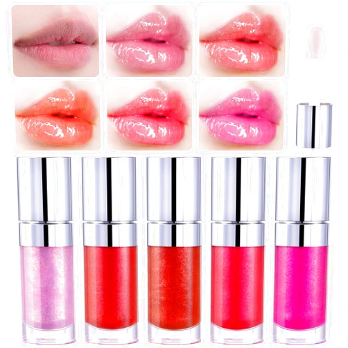 RTBYUE Hydrating Lip Glow Oil, 5 Piece Lip Gloss Gift Set, Moisturizing Lip Glow Oil, Lip Plumper Gloss, Non-Sticky, High Shine Tinted Lip Gloss(5PCS Circle Tube)