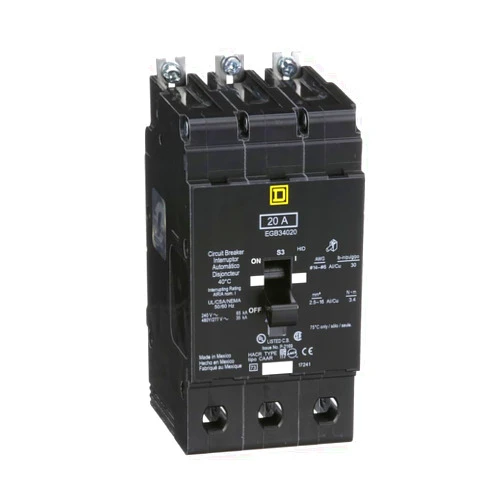 SCHNEIDER ELECTRIC 480Y/277-VOLT 20-AMP EGB34020 Miniature Circuit Breaker 480Y/277V 20A, Black