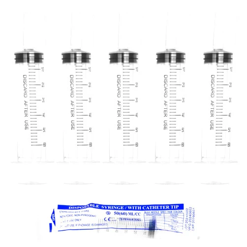 Ehoycq 60ml Syringe for Liquid,50 Pack Large Plastic Syringes with Adapters and Cap,Individually Sealed Syringe for Feeding,Jello,Irrigation Water and Scientific Labs