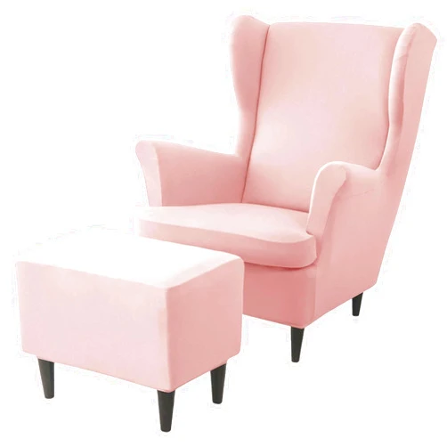 KLYso High Stretch Wingback Chair Cover Spandex Soft Wing Chair Slipcover with Ottoman Cover Removable Relax Sofa Cover Wingback Chair Slipcover(Pink)