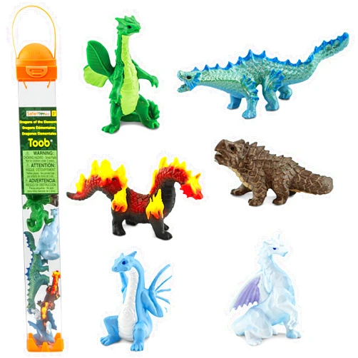 Safari Ltd. Dragons of the Elements TOOB - 6 Miniature Elemental Dragon Figurines - Fantasy Toy Set for Boys, Girls and Kids Ages 3+