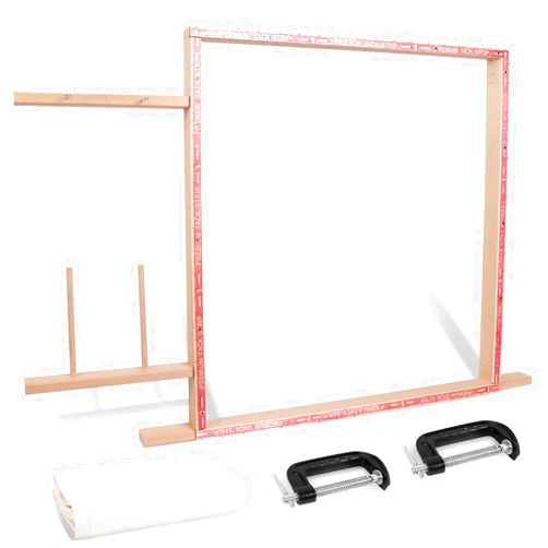 Tlokc Tufting Frame for Rug Making Large - Rug Tufting Frame Kit with Tufting Cloth & C Clamps, 27.6 x 27.6 Inch Wooden Rug Making Kit for Tufting Rug Gun, Tufting Stand Frame Rug Tufting Supplies