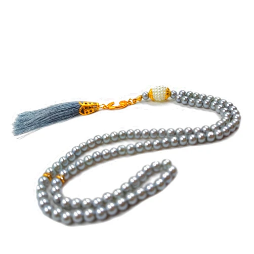 BAYKUL Muslim Prayer Beads 99, Islamic Rosary with Silver Allah Muhammad Engraved Tasbih, Zikr Namaz Worship Ramadan Tesbih Bracelet