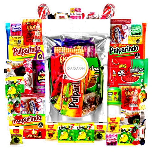 Dagaon – Mexican Candy - 40 Pieces. Assortment of Dulces Mexicanos. Variety of Long Lasting Sweet, Sour, Spicy Candies from Mexico. Hard, Jelly, Lollipop, Gum and More. Individually Wrapped Candies for Freshness.