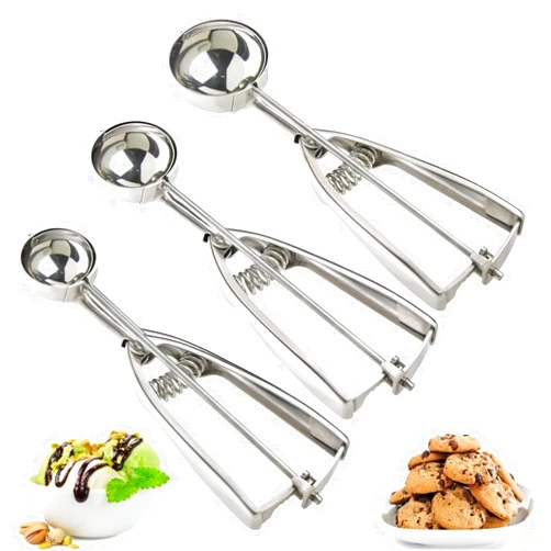 OSHLANT Ice Cream Scoop, 3Pcs Cookie Scoop Set, 18/8 Stainless Steel Cookie Dough Scoop, Cookie Scoops for Baking Set of 3, Ice Cream Scooper with Trigger Release, Cookie Scooper for Baking, Cupcake Scoop