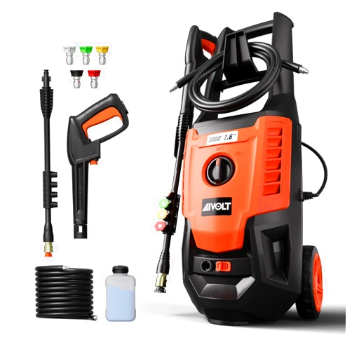 AIVOLT Electric Pressure Washer 3000PSI 2.6GPM Power Washer Electric Powered 1800W Water Pressure Cleaner Machine with 5 Nozzles and Foam Tank for Car, Fence and Deck Cleaning