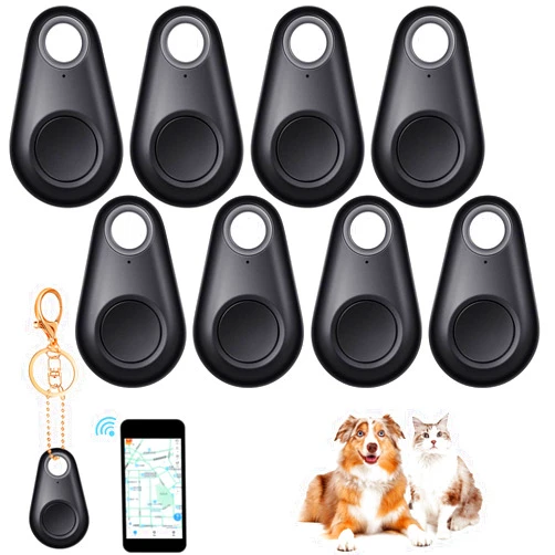 Flutesan 8 Pack Key Finder Locator Anti Lost GPS Tracker Wireless Anti Lost Alarm Sensor Device Finder Mini Pet GPS Tracker for Locating Phone Key Wallet Luggage Item Finder (Black)