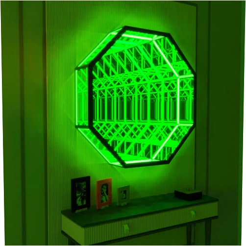 STNFBEG 3D Mirror Tunnel Light LED Infinity Tunnel Mirror Light with Remote Control Octagon Infinity Wall Mirror Multi Color Changing Light for Home Desk Living Room Party Decora (30cm/12in)