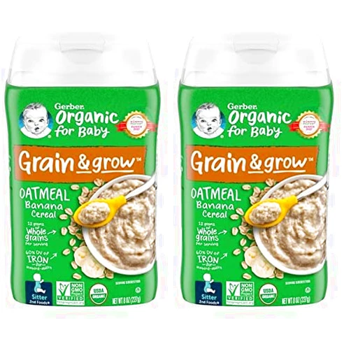 Gerber Organic 2Nd Foods Sitter Banana Oatmeal Baby Food Glass Jar, 8 Ounce (Pack of 2)