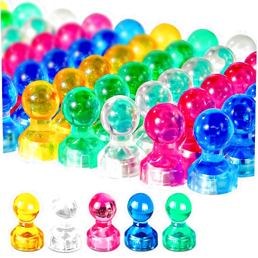 Qualsen Strong Push Pin Magnets for Whiteboard, 60 Pack Fridge Magnet, Colorful Magnetic Push Pins to use as Refrigerator Magnets, Dry Erase Board and Whiteboard Magnets, Neodymium Magnet(5 Colors)