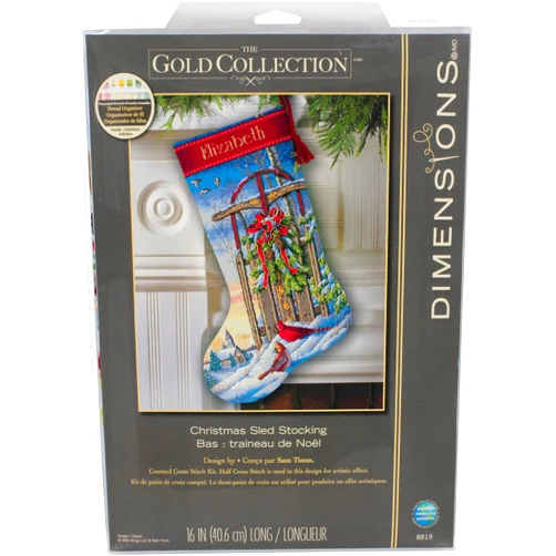Dimensions Needlecrafts Counted Cross Stitch, Christmas Sled Stocking (8819)