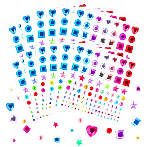 Selizo Self Adhesive Rhinestones Stickers, Selizo 1368Pcs Craft Gems Jewel Stickers Face Jewels Stick on Bling Crystal Diamond Stickers for Crafts, Decorations, Body Painting, Assorted Shapes, Sizes and Colo