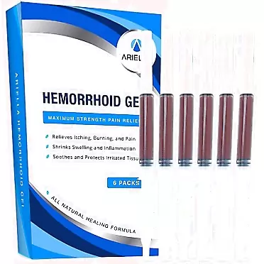 Ariella Hemorrhoid Fissure Treatment Gel: Fast Acting Anal Fissure Cream for Pain Burning Itching Swelling Bleeding, Cleaner and Easier Application, Pack of 6