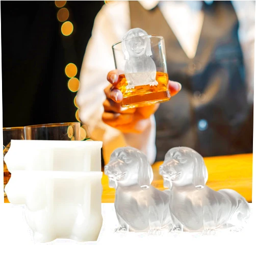 Yamteck 3D Dachshund Dog Ice Cube Silicone Molds, Fun Animal Shape Large Dachshund Dog Ice Cube Tray for Whiskey, Cocktail, Drink; Cute Novelty Gifts for Dachshund Dog Lover, Women Kids. 2 Pack