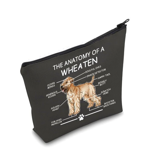 LEVLO Funny Wheaten Terrier Lovers Gifts The Anatomy of A Wheaten Clever Minds Cosmetic Bags Wheaten Veterinary Mom Travel Toiletry Bags (Wheaten+BLACK)