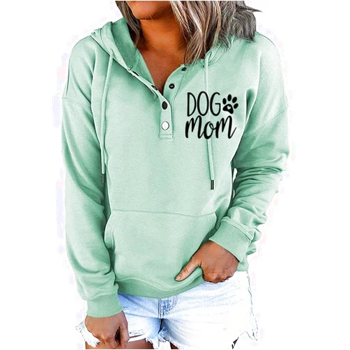 MUZHI Womens MOM Mode Hoodies Sweatshirts Casual Long Sleeve Half Button Down Pullover Drawstring Loose Tops with Pockets