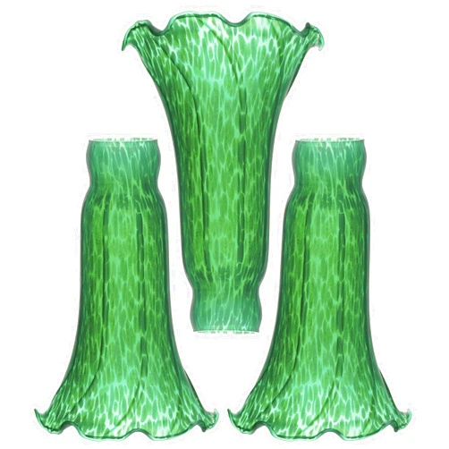 WXCFCD Lily Lampshade Only 3 Pack Green Tulip Flower Glass Lamp Shade Replacement Tiffany Style Lily Table Floor Lampshade Replacement