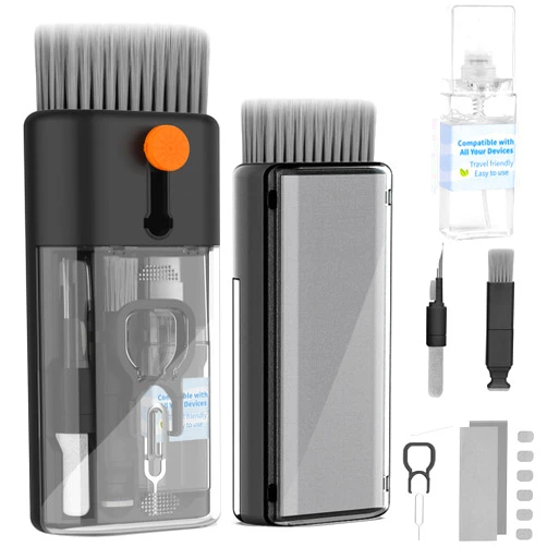 CleaniKu Keyboard Cleaner Laptop Cleaning Kit - Computer Tech Cleaning Brush, Electronic Screen Cleaner Spray and Wipe with Multi-Function Cleaning Tool for MacBook, Tablet, iPhone, Earbuds, Camera, Gaming