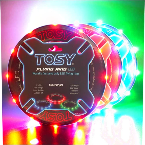 TOSY Flying Ring - 16 Million Color RGB or 12 LEDs, Super Bright, Lost Mode, Auto Light Up, Safe & Soft, Waterproof, Lightweight frisbee, Birthday, Camping, Valentine, Easter Gift Toy for Boy/Girl/Kid