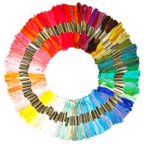 RWWPJLLWHR Embroidery Thread 100 Skeins Embroidery Floss Rainbow Colors Multicolor Yarn Cotton Thread for Cross Stitch Friendship Bracelet String (1, 100 Colors)
