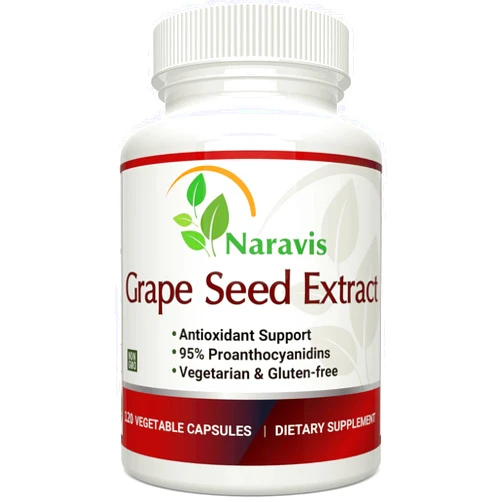 Naravis Grape Seed Extract 400mg - 120 Vegetarian Capsules with 95% Proanthocyanidins - Natural Non-GMO Antioxidant Supplement - Grapeseed Extract Capsules for Optimal Antioxidant Support