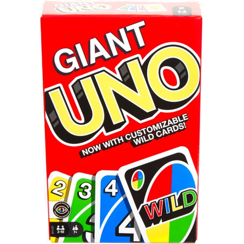 Mattel Games Giant UNO Card Game for Kids, Adults & Family Night with Oversized & Features for 2 to 10 Players