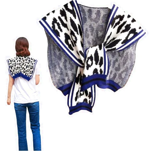 BESTHAVE Leopard Color Block Knit Poncho Cape - Women's Blanket Shawl for Spring, Autumn, and Winter Fashion Scarf
