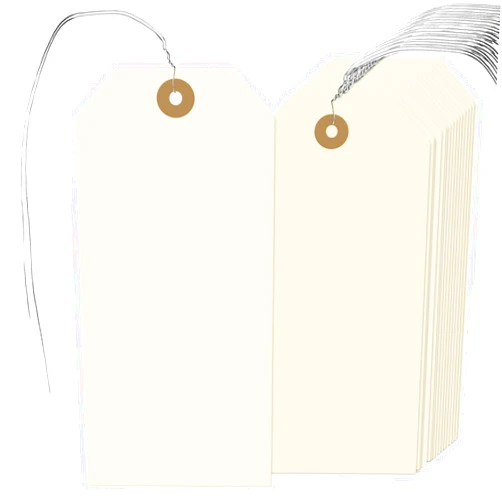 TOTDTDA 200 Pcs Manila Shipping Tags with Wire Attached, 4 3/4 x 2 3/8 inches Label Hang Tags with Reinforced Hole, Writable Price Tags Display Gift Tags for Product Jewelry Clothing
