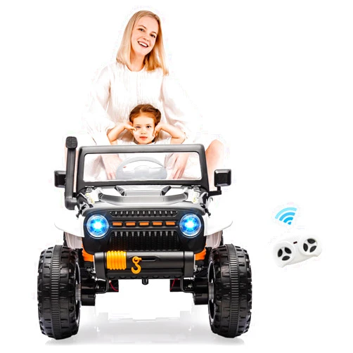 GarveeLife 24V Ride On Car for Kids,2 Seater Electric Truck with Remote Control, 4x45W Powerful Engine, Battery Powered Ride On Toys for Kids, 4WD/2WD Switchable, Led Headlight, Black & White