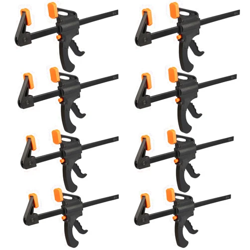 GENHAKON 8 Pack 8 Inch F Bar Clamp, Medium Duty 160lbs One Handed Clamps/Spreader, Bar Clamps for Woodworking, Crafting, by GENHAKON