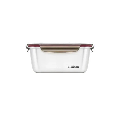CUITISAN FLORA RECTANGLE AIRTIGHT CONTAINER NO.8 60.8oz, STAINLESS STEEL FOOD CONTAINER, WATERPROOF, MICROWAVE and DISHWASHER AVAILABLE
