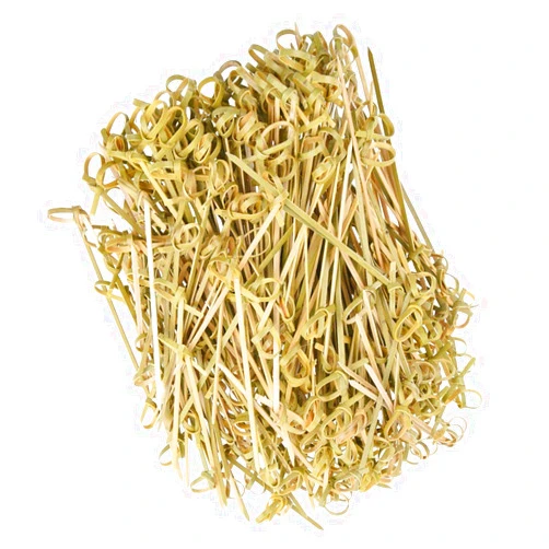 DC-BEAUTIFUL 200 Pack Natural Bamboo Knot Skewers, 6 Inch Bamboo Twisted End Cocktail Picks, Appetizer Picks for Party Snacks Club Sandwiches Finger Food Barbecue Must (6.0”)