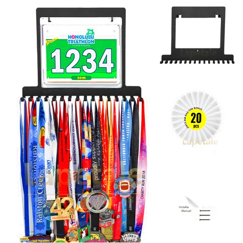 Lapetale Fashion Race Medal Holder Wall Hanger,Marathon Medal Display and Runner Medal Hanger Display,Bib Running Medal Display, Running Medal Hanger Display,Medal Holder for Wall,Gifts For Runners Athlete Luxurious