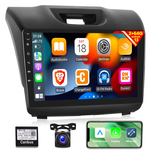 EKAT [2G+64G] Car Radio for Isuzu DMAX and Chevrolet Trailblazer Holden S10 Colorado 2015-2018, Android 13 Touch Screen Stereo, Carplay/Android Auto/EQ Audio/SWC +AHD Backup Camera