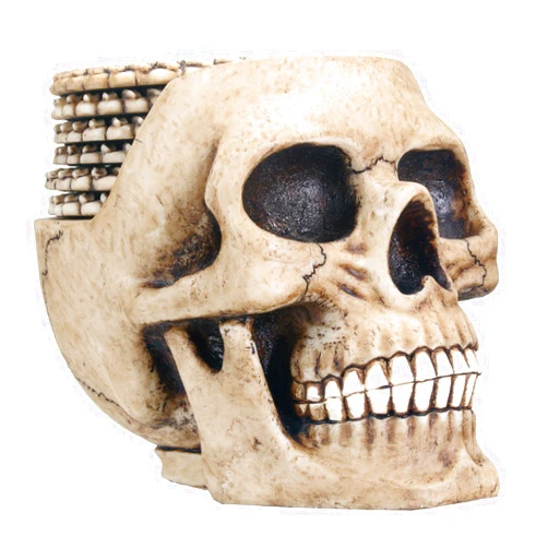 SUMMIT COLLECTION Skull Coaster Set (6 Coasters) Collectible Skeleton Gothic Decoration
